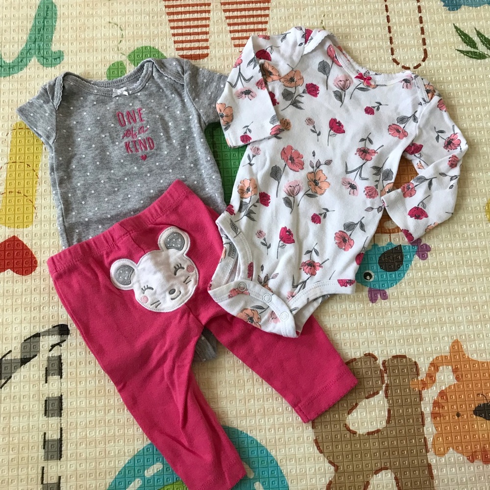 3-Piece Pink & Gray Set
